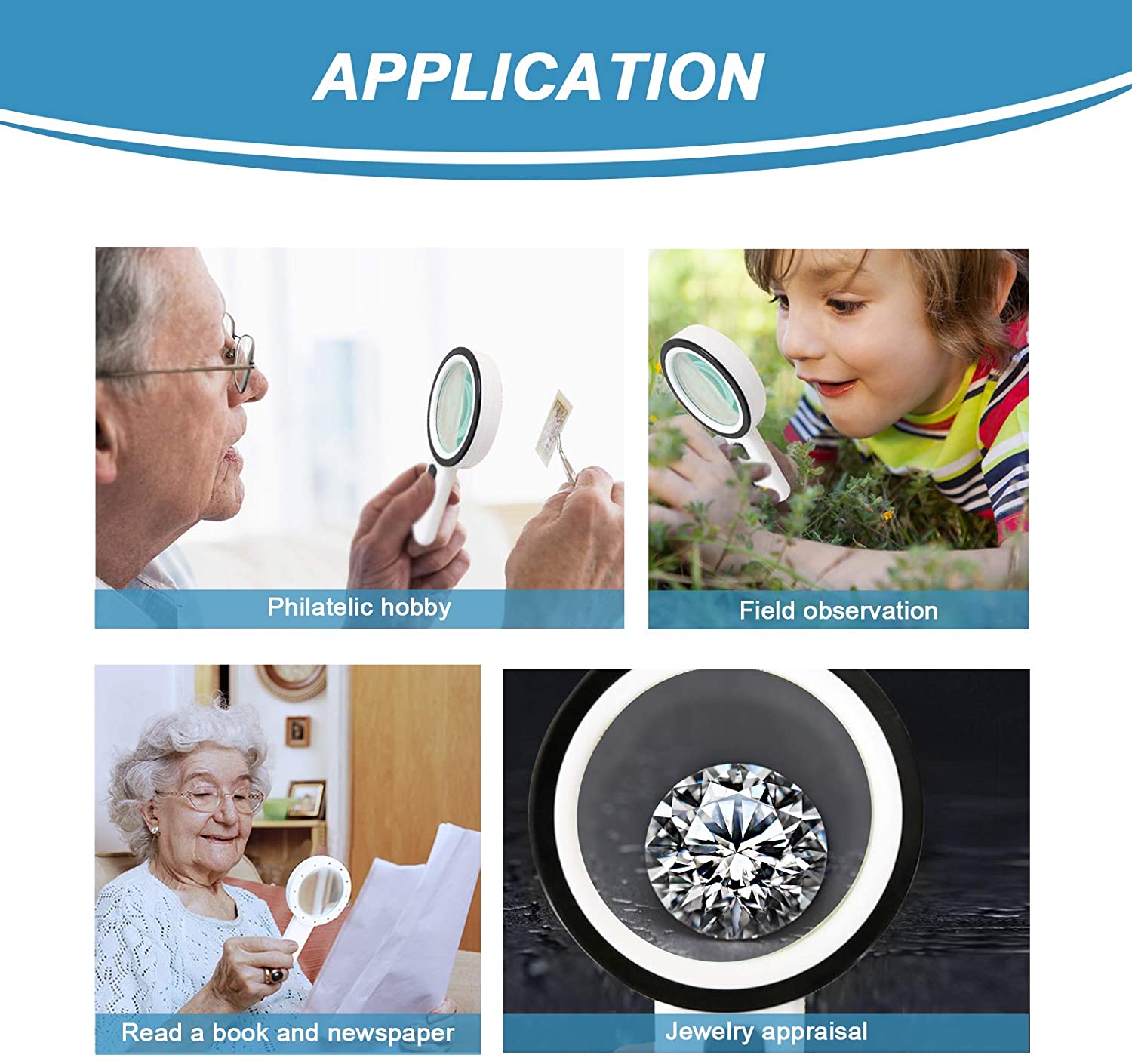 Vergrootglas Met 12 Led Verlichting 30X Dubbele Glazen Lens Handheld Verlicht Vergrootglas Reading Vergrootglas