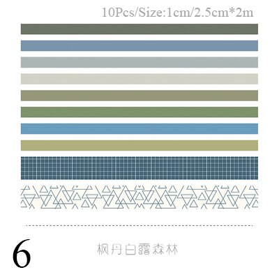 10Pcs/Set Decorative Adhesive Tape Kawaii Masking Tape Cute Grid Washi Tape Set For Kids DIY Scrapbooking Diary Photos Albums: 6