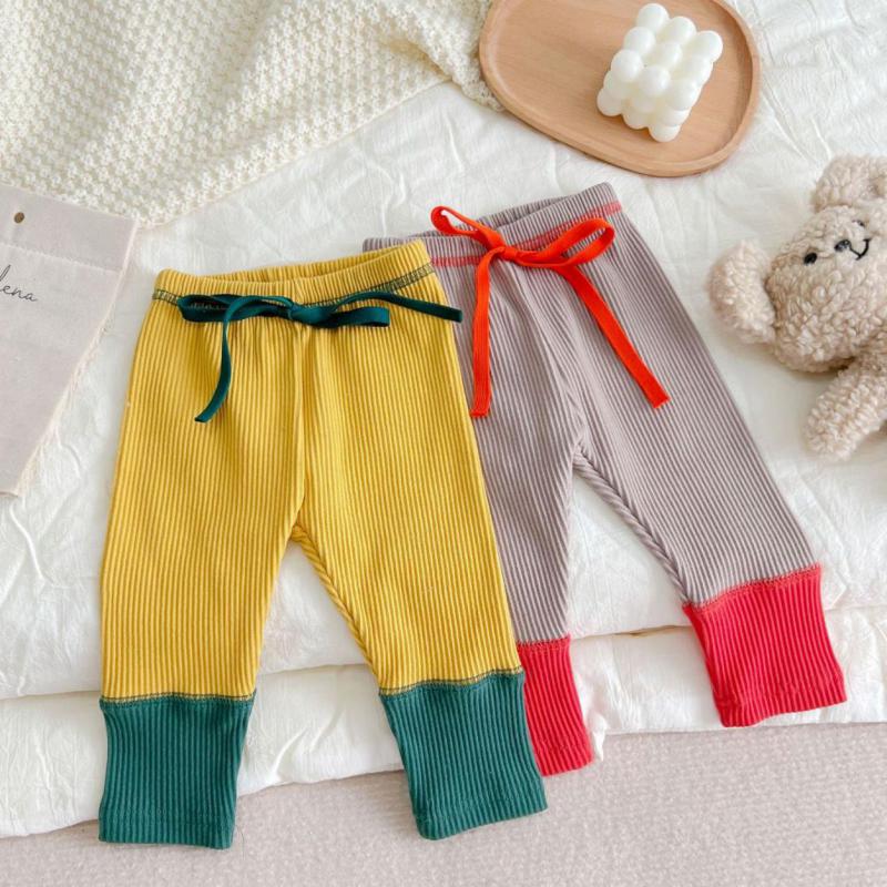 Spring New Baby Leggings Patchwork Color Kids Pants Boys Girls Cotton Ribbed Pants Casual Infant Trousers Children Harem Pants