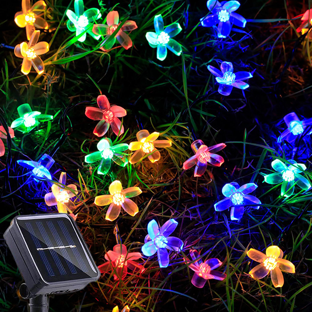 Led Solar Cherry Lichtslingers Outdoor Waterdichte Tuin Bloem Bloesem Kerstverlichting Kerstfeest Decoratie Verlichting: Roze