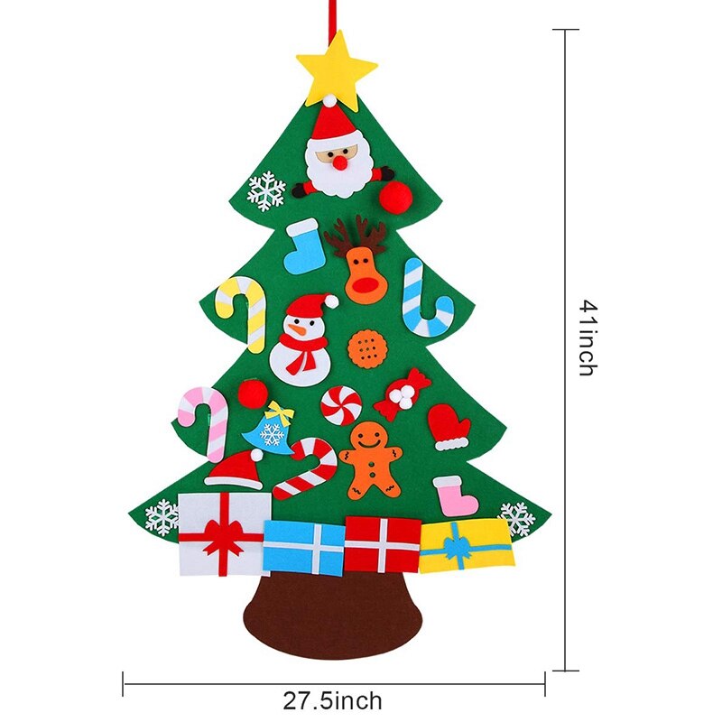 3D Felt Christmas Tree Wall Hanging 3Ft Christmas Tree Set with Ornaments for Kids Xmas DIY Decorations