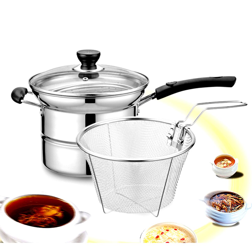 Double boilers Stainless Steel soup Pot Cooking Pot Frying pan Milk Noodle fried Steamer Pot cookware Stockpot cooker