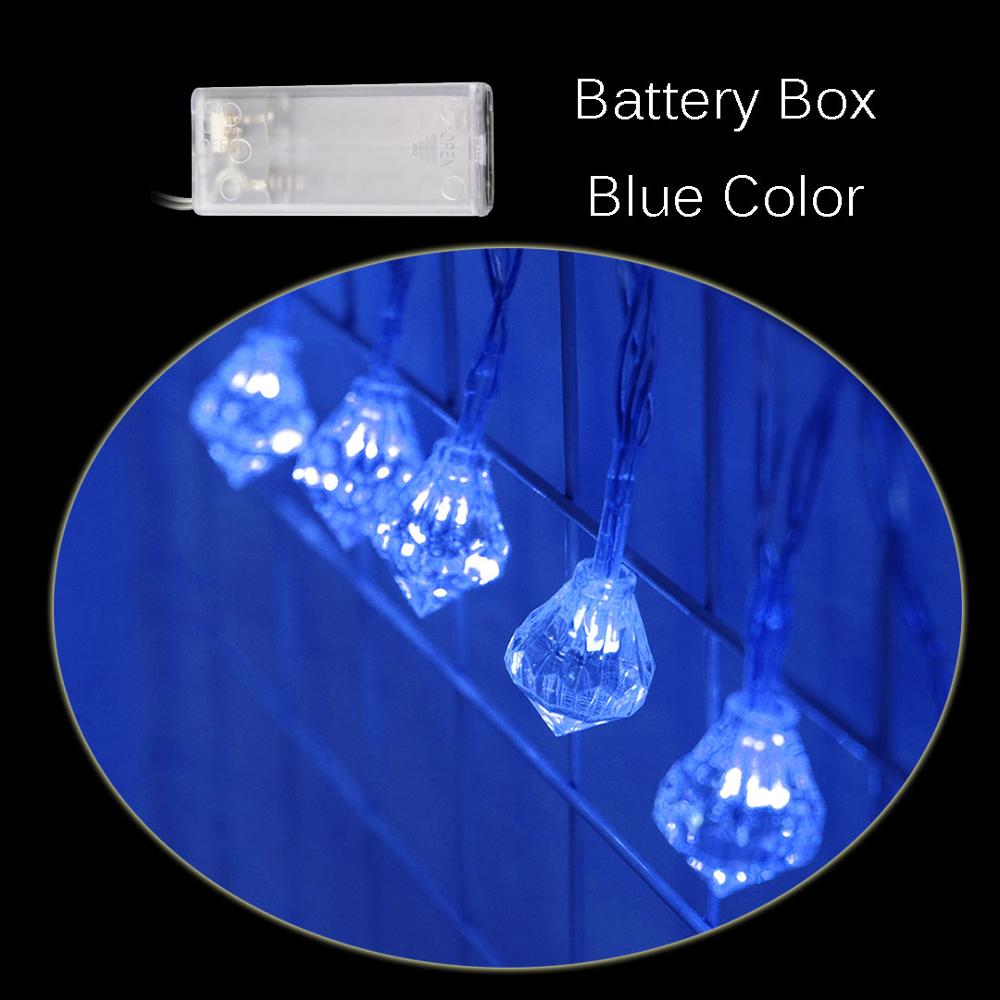 10 led's in diamantvorm, twinkelende lichtjes, kerstversiering voor bruiloften en feesten, feeënkrans: Blauw(batterijdoos)