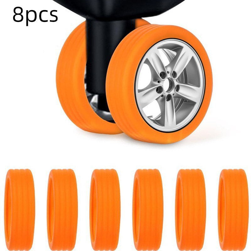 8 stücke Gepäck Rolle Abdeckung Silikon Stille Wagen Rad Schutzhülle Koffer Räder Schutz Reise Gepäck Zauberer Schuhe: Orange