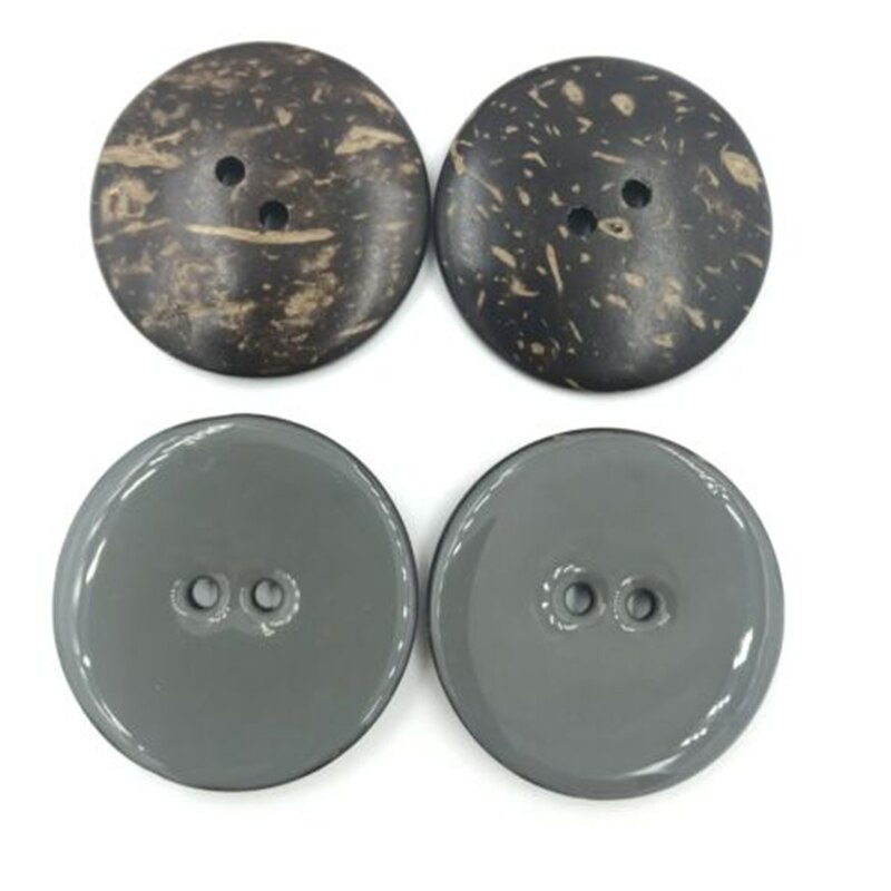 Bricolage 5 pièces coquille de noix de coco émail boutons outils de couture vêtements accessoires artisanat décoratif taille 40mm trou taille 4mm: Gray-5pcs