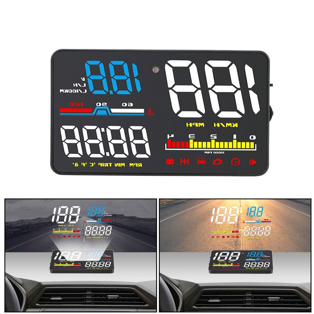 Pantalla HUD para parabrisas, proyector de pantalla frontal de coche, velocímetro, alarma de seguridad Digital, herramienta de diagnóstico OBD2