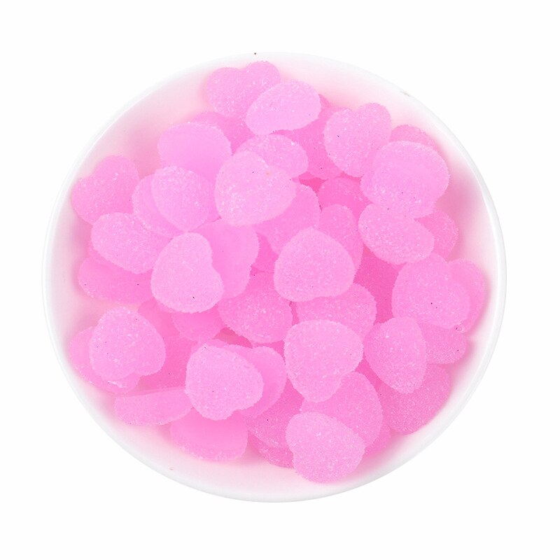 Hjärtformade berlocker för slime tillbehör leksaker godis fluffiga tillbehör lizun modellering lera diy kit slime leksak för barn: 5 st rosa
