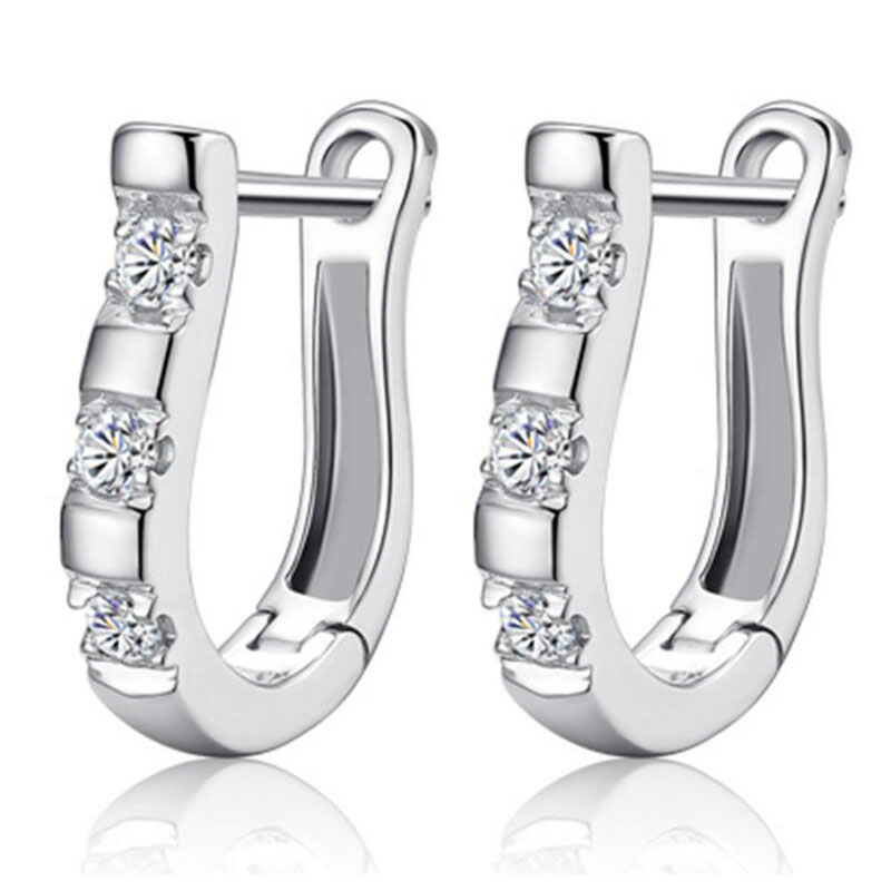 Pendientes 925 Sterling Zilveren Oorbellen Harp Zirkoon Studs Paard Schoen Oorbellen Voor Vrouwen oorbellen boucle d' oreille