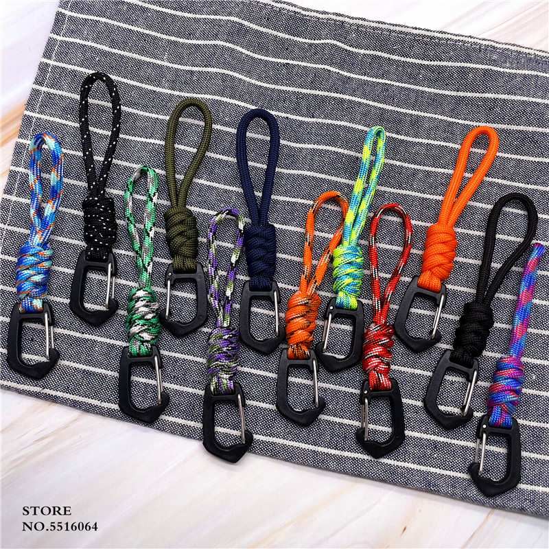 LLavero de Paracord para exteriores, cordón de nailon trenzado, cuerda de paracaídas de alta resistencia, mosquetón, llavero para mochila de teléfono
