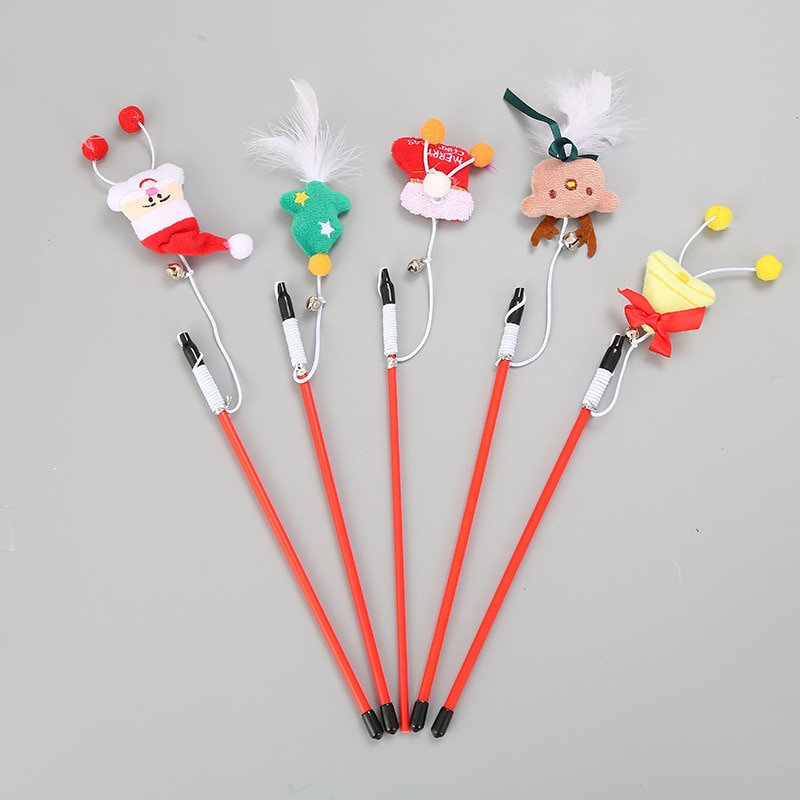 Cat Toys Cat Stick Santa Cat Toy Funny Cat Stick Cats Interactive Toys Christmas Cat Rod Pet Cat Toy Cute Cat Teaser Stick