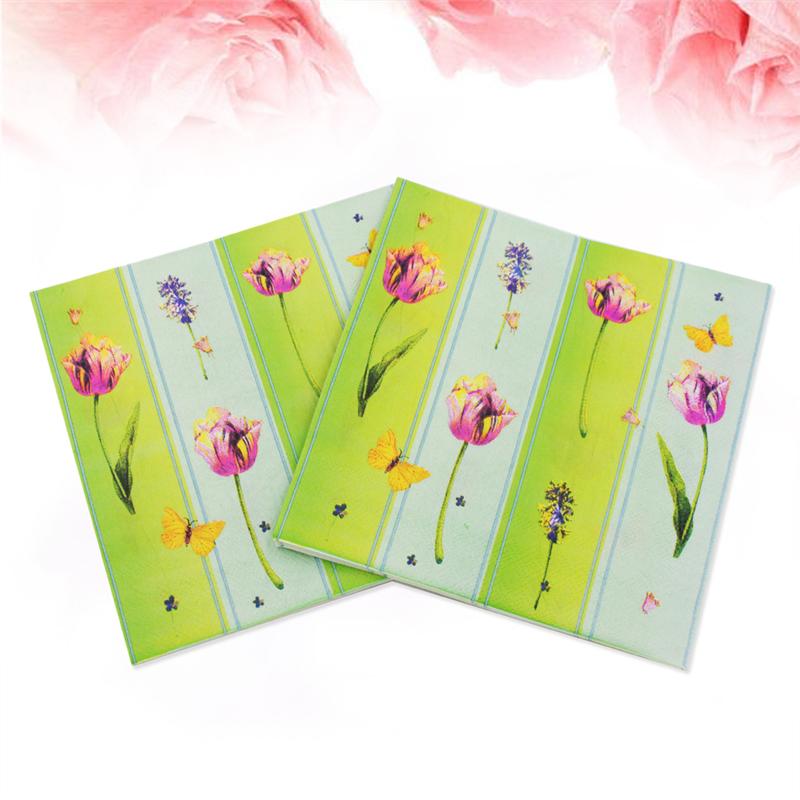 2 Packs Servetten Gedrukt Bloem Patroon Kleurrijke Papieren Handdoek Tissues Voor Wedding Festival Party Verjaardag