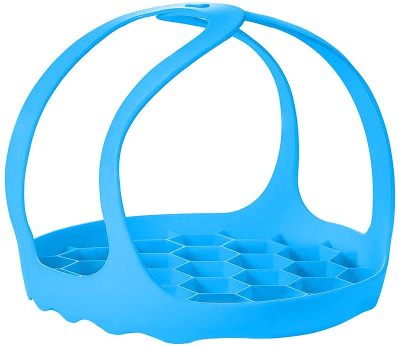 Pressure Cooker Sling Silicone Egg Rack Anti-scalding Steamer Rack Trivet Bakeware Lifter Compatible with 6/8 Qt Instant Pot: Blue