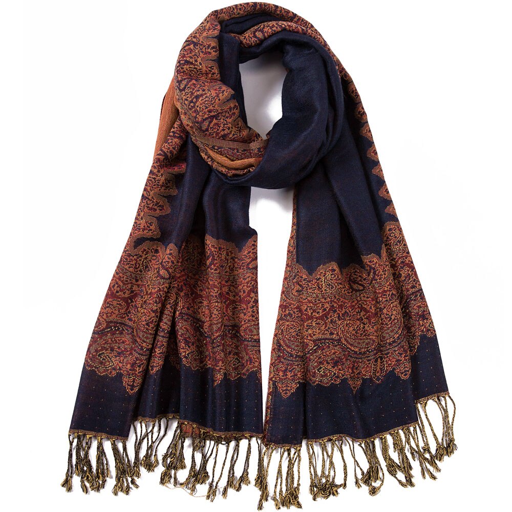 Paisley pashmina silke bomuld blandet luksus tørklæde sjal cap stjal jacquard hoved tørklæder kvast lang stor tynd klassisk