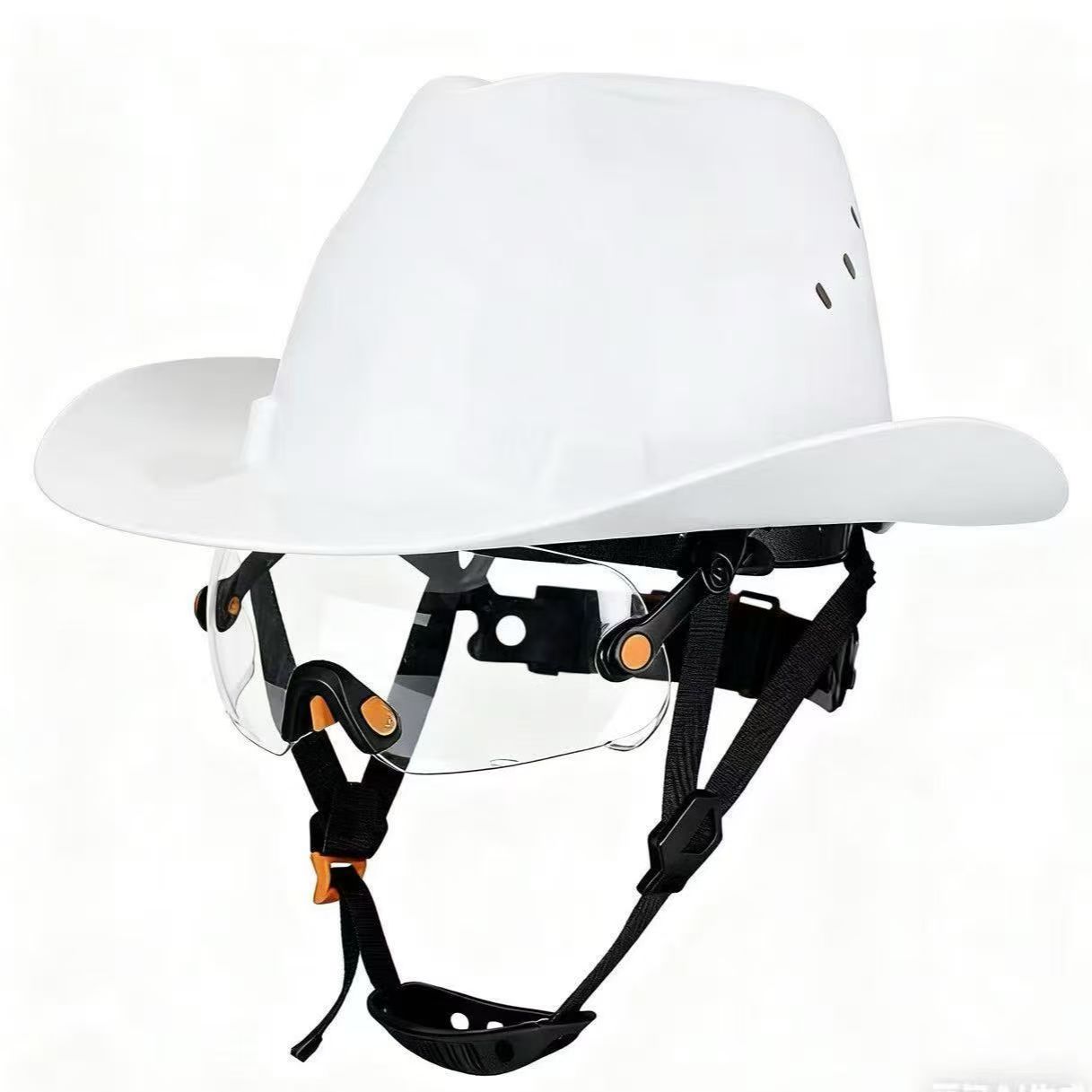 Full Brim Cowboy Hard Hat with High Goggles Outdoor Protective Safety Helmet ANSI Certified Sunshade Hard Cap: Red