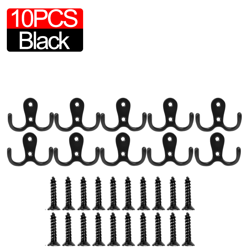 10/2pcs Coat Hooks Wall-Mounted 2 Hole Towel Hanger For Coats Hat Clothing Home Storage Hook Wall Hook Towel Hanger for Hardware