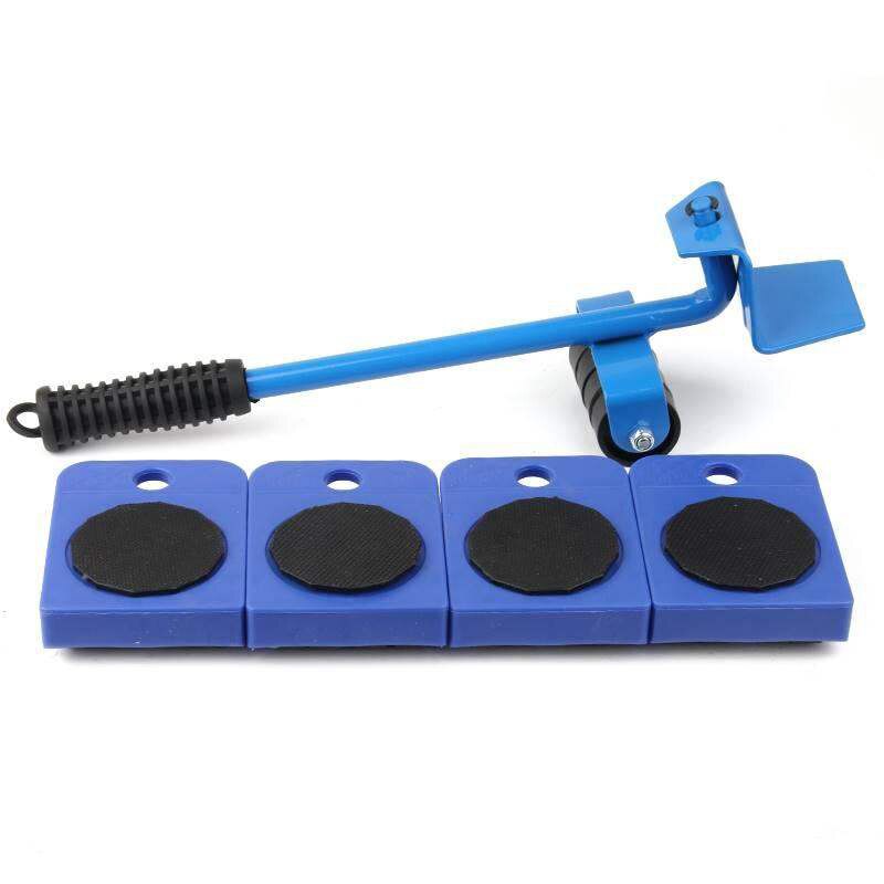 5Stck Professionelle Möbel Transport Heber Werkzeug einstellen Schwere Stoffe Bewegen Hand Werkzeuge einstellen Rad Bar Beweger Gerät: Blau