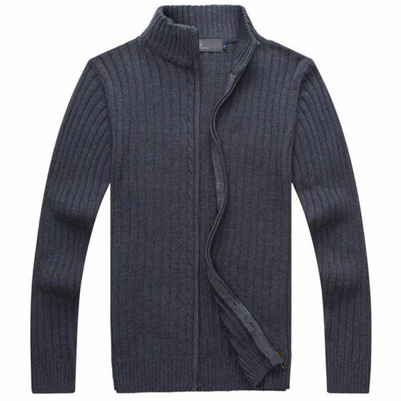 Misniki-suéteres informales para hombre, ropa de punto con cuello levantado, cremalleras ajustadas, cárdigans, M-3XL, AXP29,: Gris oscuro / XXXL