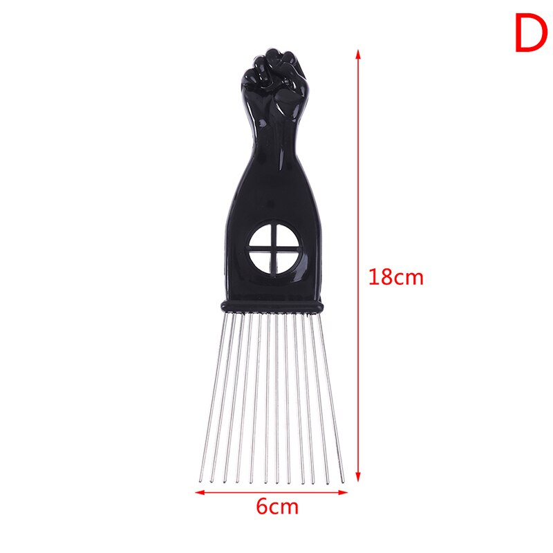 1PC Black Fist Afro Metal Comb African Hair Pik Comb Brush Salon Hairdressing Hairstyle Styling Tool Hair Accessories: D