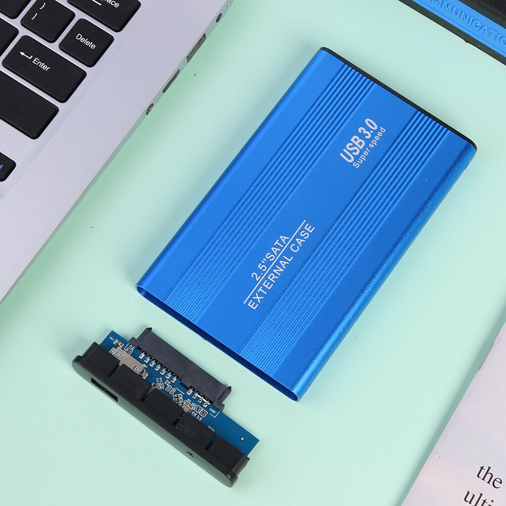 2.5 Inch Notebook Sata Hdd Case Naar Sata Usb 3.0 Ssd Hd Hard Drive Disk Externe Opslag Behuizing Doos Met usb 3.0 Kabel: Blue