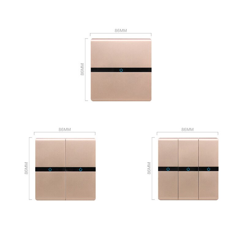 Luxury Wall Switch 1/2/3 Gang 2 Way Champagne Gold Wall Panel Push Button Switch Home Wall Light Switch LED Indicator Accessory