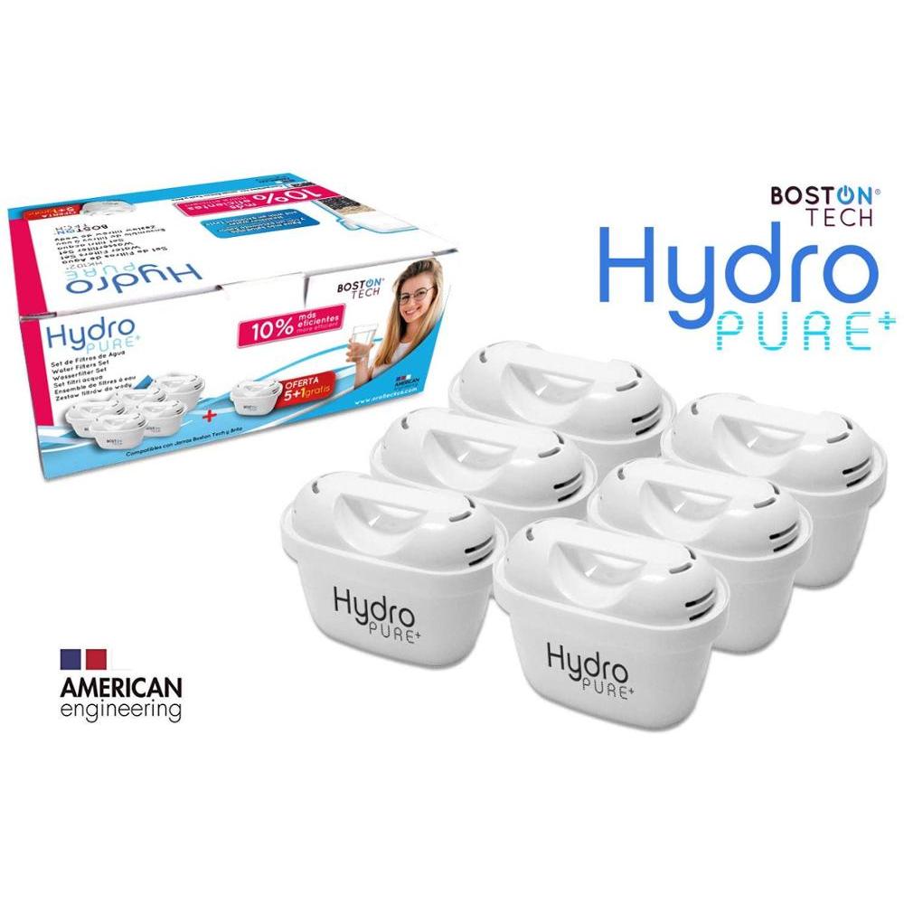 Boston Tech-filtros de Agua Hydro Pure +, compatibles con Jarras Brita Maxtra y Maxtra +, Efecto Prolongado, 6 unidades