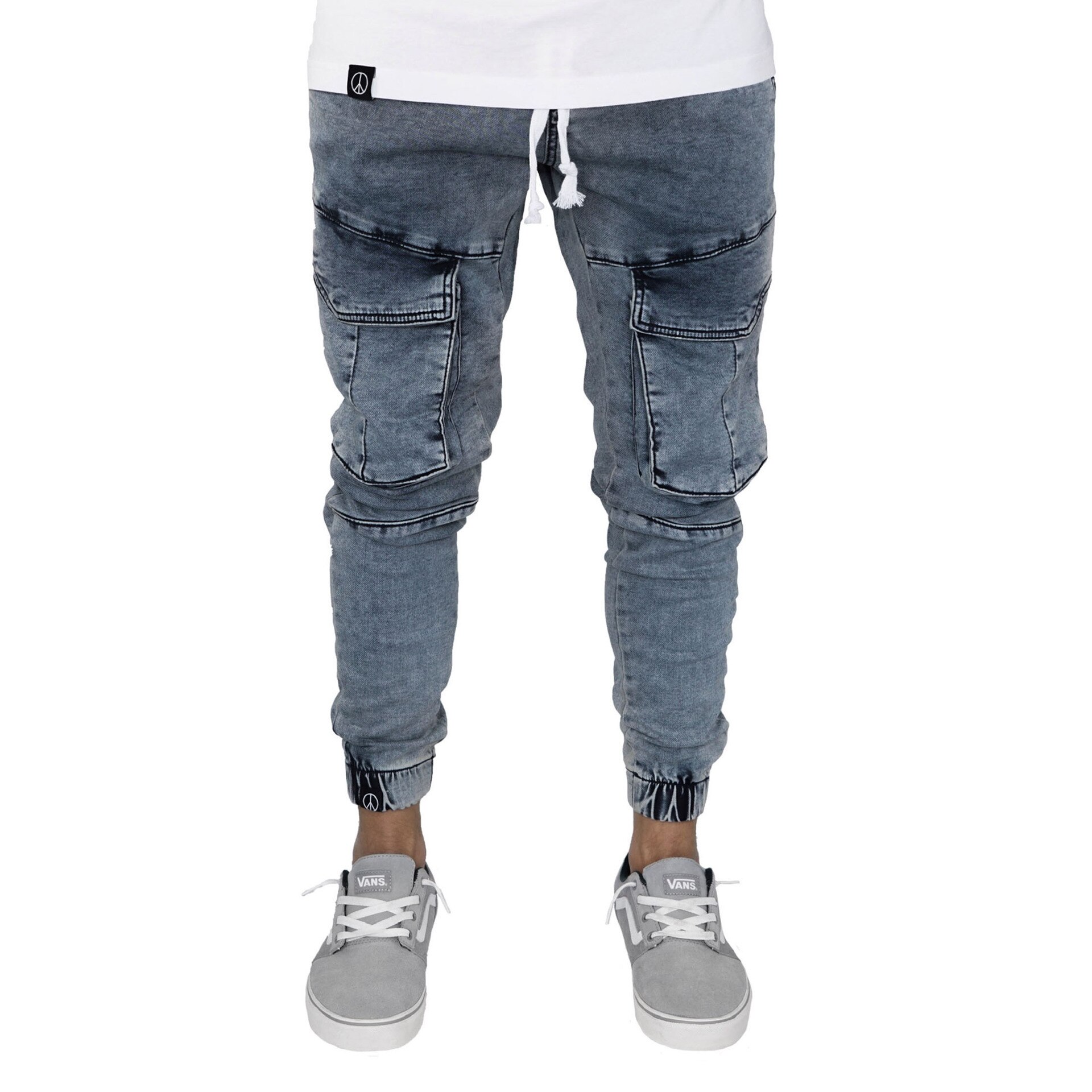 Herre jeans med sidelommer denim herre bukser slim fit jeans herre slim elastiske talje bukser calca motociclista
