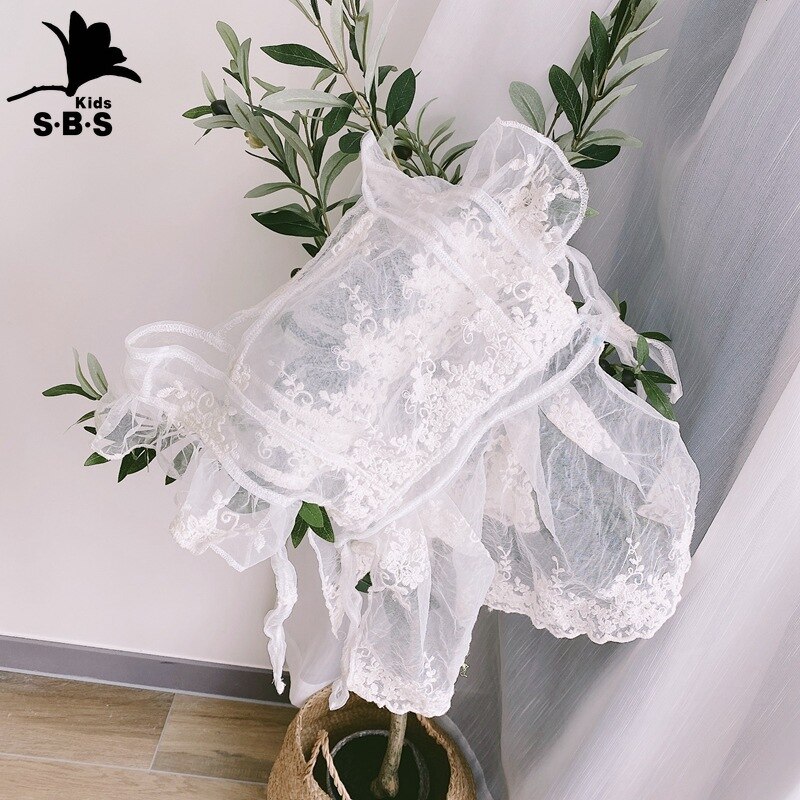 20 primavera e l&#39;estate nuovo arrivo abbigliamento per bambini ragazze pizzo fiore ricamo camicetta abito Sexy vuoto