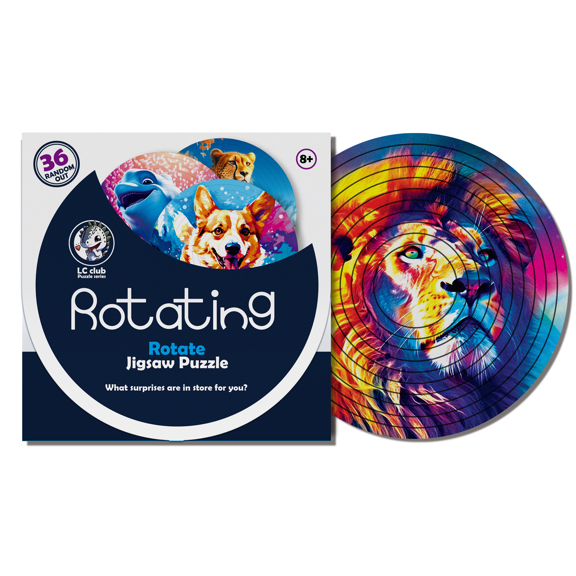Decompression Irregular Rotate Jigsaw Puzzle Color Animal Rotating Puzzle Puzzle Montessori Toy Children's Birthday: black