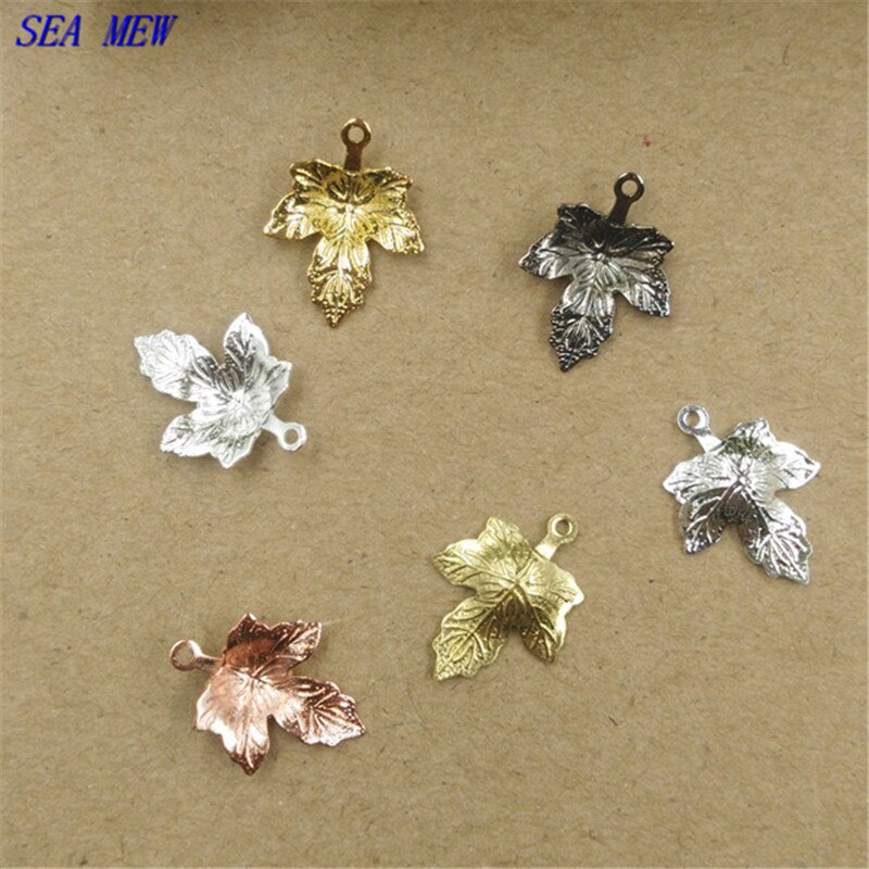 100pcs 12x15mm Brass Leaf Base Filigree Leaf Charms Pendant Setting DIY Accessories For Jewelry Making