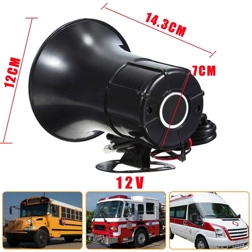 12V 7 Sounds Car Loud Speaker Electronic Warning Siren Motorcycle Security Warning Megaphone Police Fire Horn Alarm