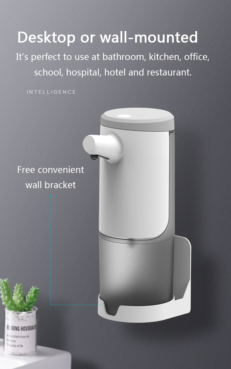 Smart Sensor Soap Dispenser 450ml Wall-mounted Hand Sanitizer Dispenser USB Charging Suitable For Kitchen And Bathroom
