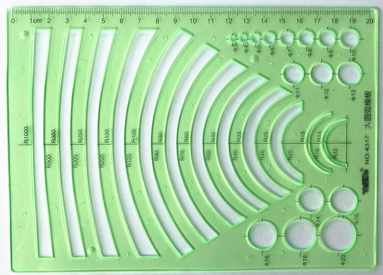 1PC Engineering drawing ruler Item Curve Template ruler office and school Painting measuring tools: L 4317