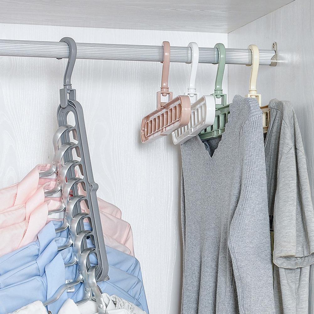 Multifunctional Rotating Clothes Pants Hanger Drying Rack Hook Anti-slip 9-hole Coat Smart Clothes Rack Home Accessories