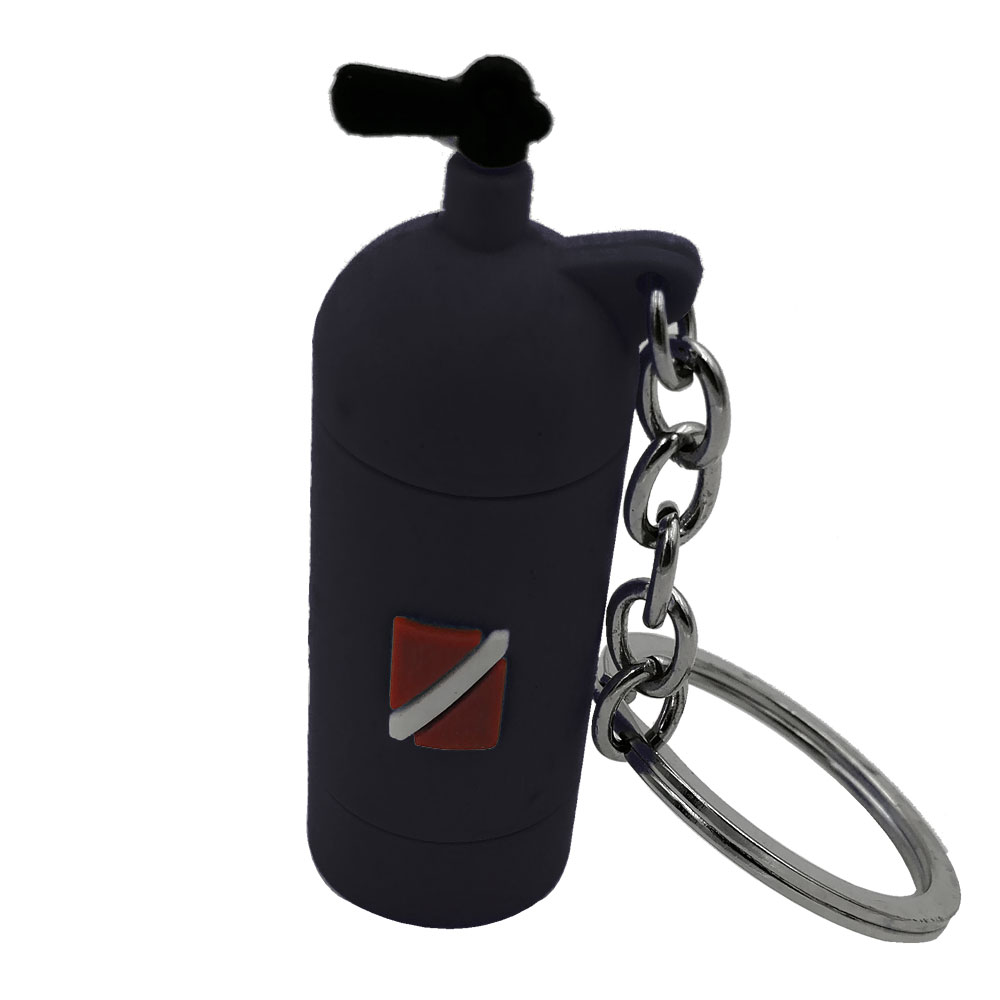 5 färger mini scuba lufttank mini cylinder flaska nyckelring nyckelring dykare: Svart