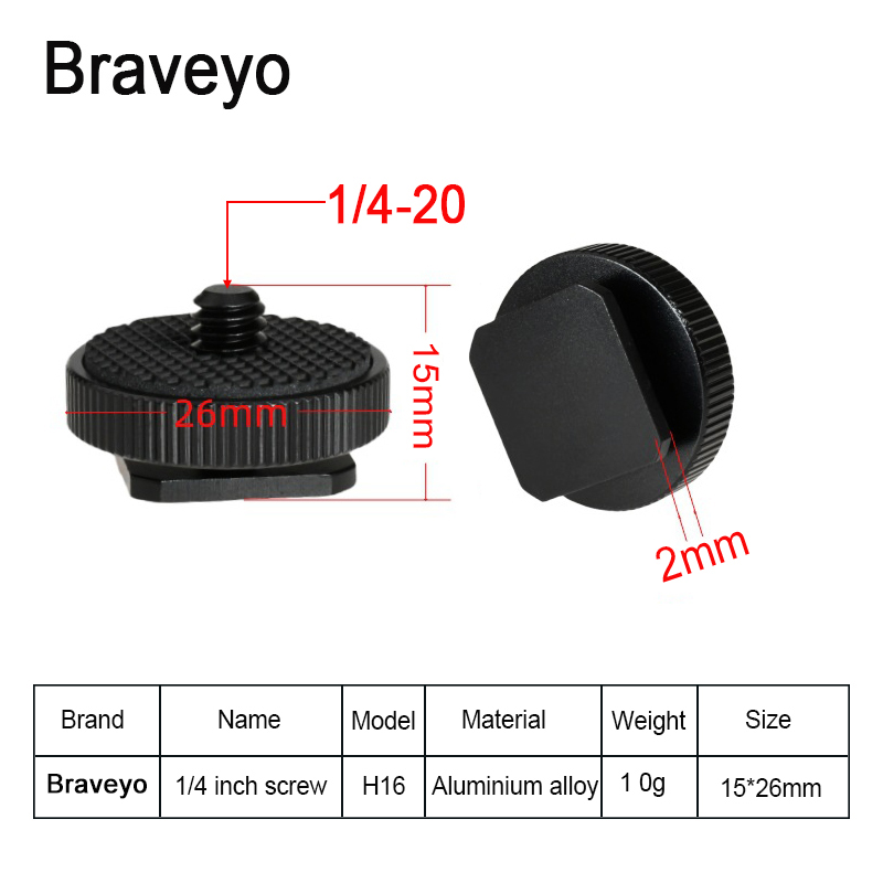Tornillos de montaje de zapata para cámara, tornillo de conversión de 1/4 a 3/8 pulgadas para accesorios de fotografía, montaje de cabeza de zapata para cámara Dslr: Negro