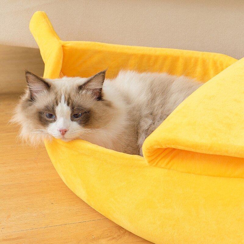 Grappige Banaan Kat Bed Huis Leuke Gezellige Kat Mat Bedden Warm Duurzaam Draagbare Huisdier Mand Kennel Hond Kussen Kat Levert multicolor