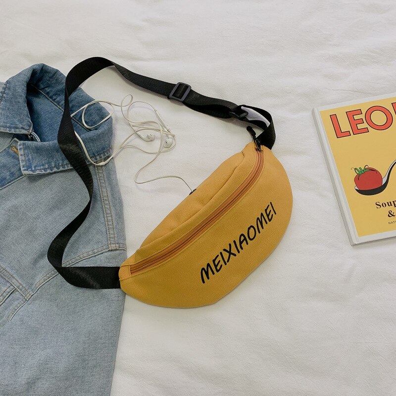 Summer Crossbody Bags Women's Waist Bag Fanny Packs Belt Hips Kindey Bag Zipper Hip Pop Chest Phone Purse Canvas Shoulder Bag: Yellow