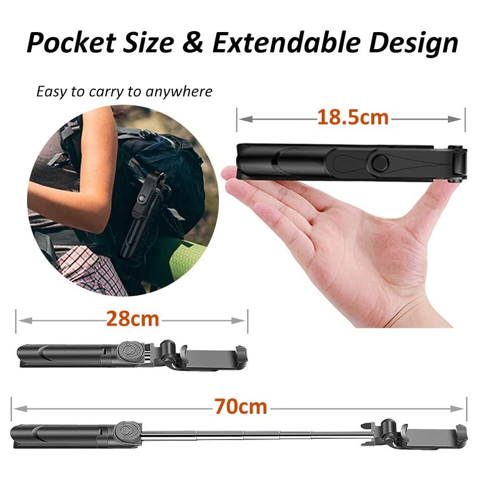Selfie stick med stativ stander bluetooth fjernbetjening mobiltelefon selfie stick holder til iphone/huawei smartphone live foto