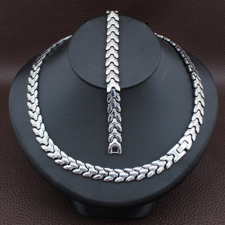 Jewelry Stainless Steel Chain Necklace&Bracelet Set For Woman SFKGBRDD