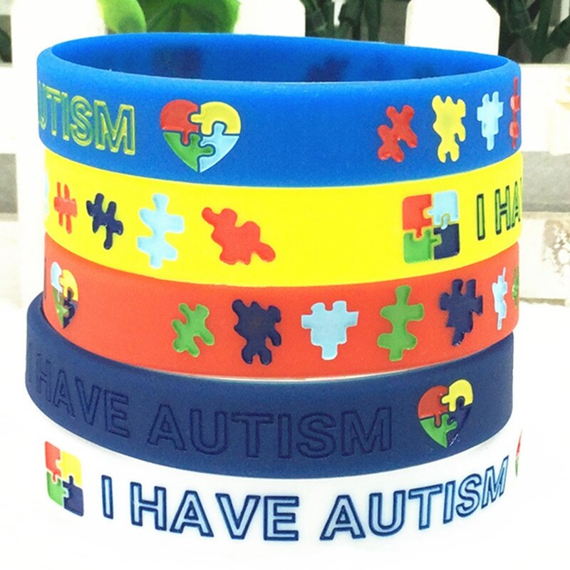 Autism Awareness Bracelets Awareness Creates Change Silicone Wristband Blue 1Pc