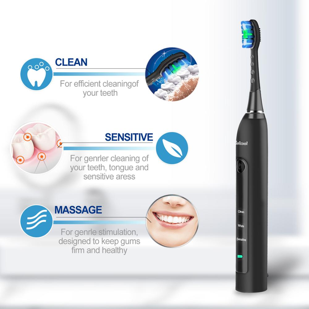 Electric Toothbrush 051B Sonic Toothbrush USB Rechargeable Tooth Brushes With 4 Pcs DuPont Replacement Time Brush Heads lachen