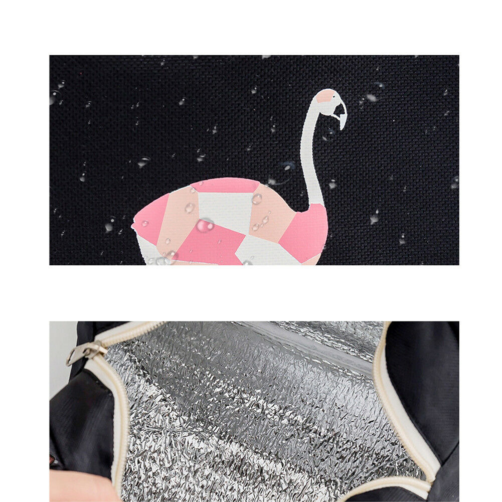 Søt flamingo mønster matpose bærbar isolert vanntett oxford picnic bag termisk mat veske