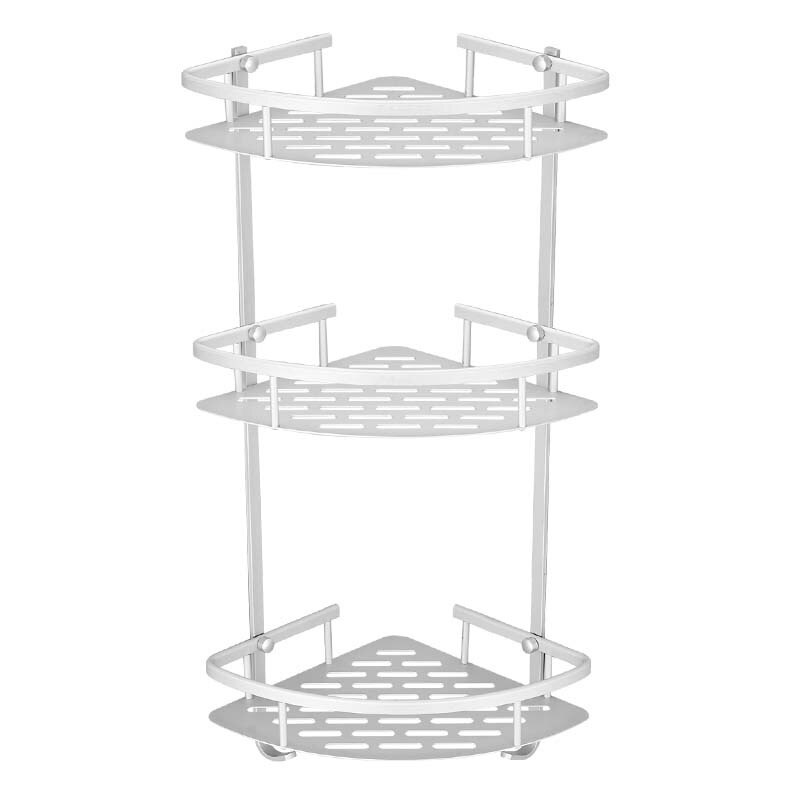 1/2/3 Layer Space Aluminum Bathroom Shelf Triangular Shower Shampoo Soap Cosmetic Rack corner storage holder shelves: 3Tier