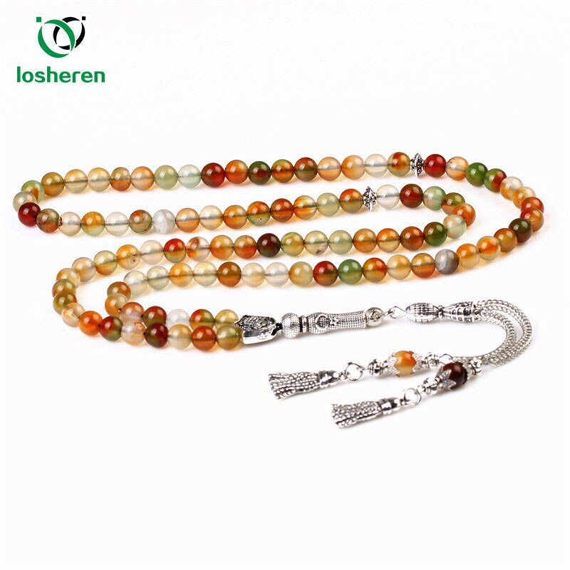 LOSHEREN Eid For Muslim Natural Stone Rosary Tasbih Prayer Beads 99 Man's Accessories Misbaha Islamic Bracelets