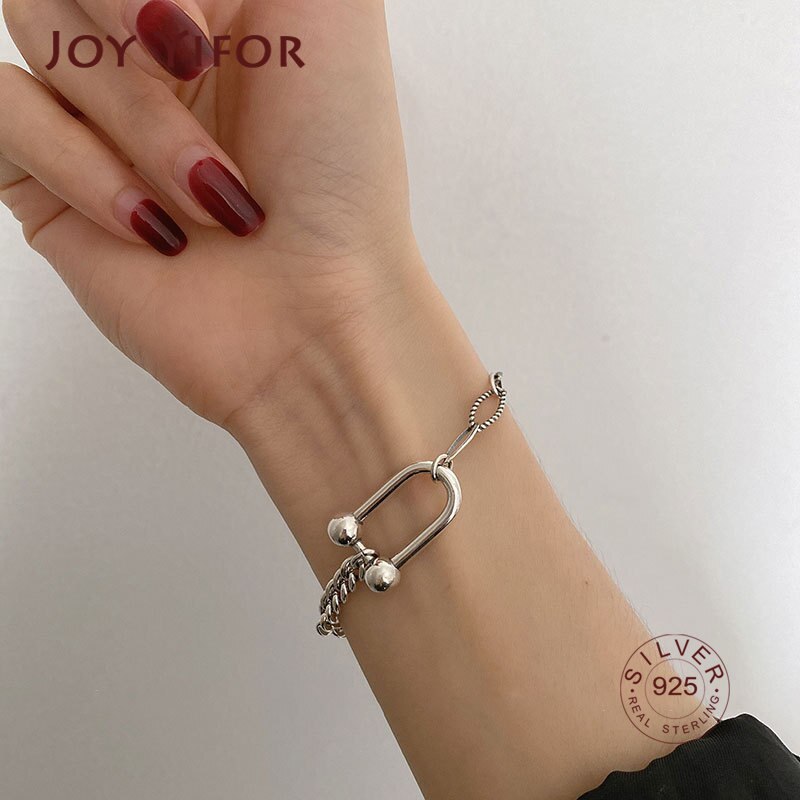 925 Sterling Zilver C-Vorm Dikke Ketting Armband Mode Vintage Punk Dikke Ketting Partij Sieraden Voor Vrouwen