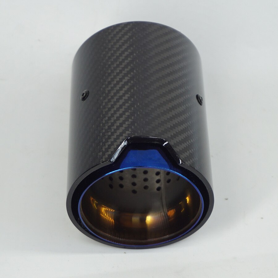Glossy Auto Uitlaat Tip Gegrilde Blauwe Stijl Real Carbon Fiber Voor M2 F87 M3 F80 M4 F82 F83 M5 F10 m6 F12 F13 63Mm In 92Mm Out