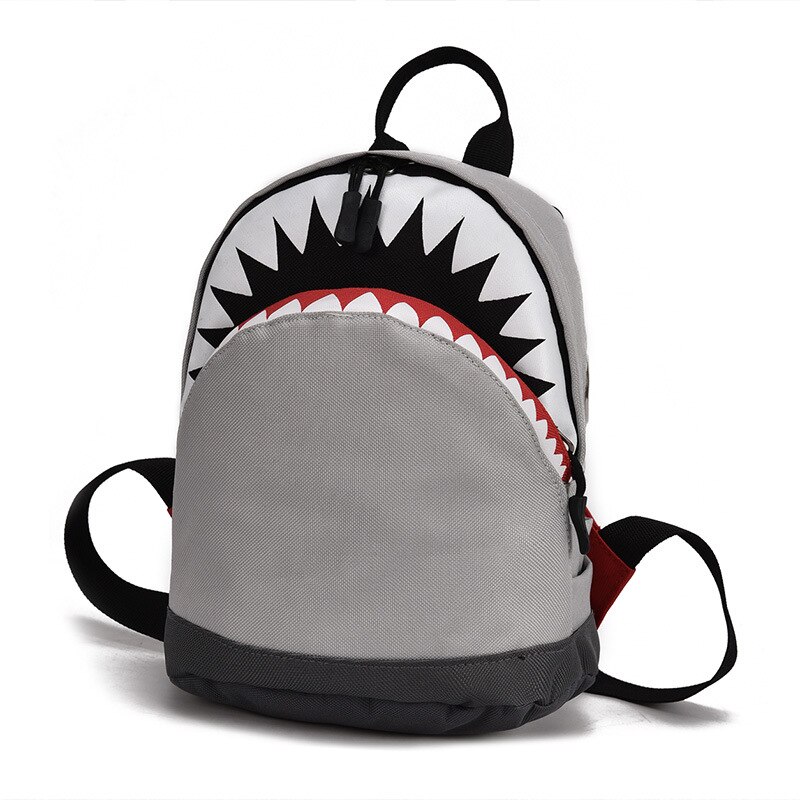 Kids 3D Model Shark Schooltassen Baby mochilas Kind Schooltas voor de Kleuterschool Jongens en Meisjes Rugzak Kind Canvas rugzak: Small-Gray