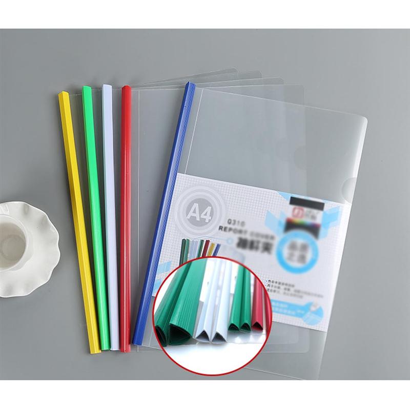 20Pcs Sliding Bar File Clamps Transparent Plastic File Folders A4 Paper Orgnizer Resume Conference Report Contract File Holder