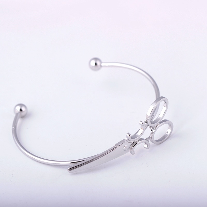 Personlighed saks form enkel åben justerbar armbånd charme armbånd armbånd kvinder statement smykker: Sølv