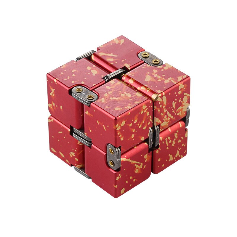 Aluminum Alloy Magical Infinity Cubeb Fidget Toys Infinite Flip Decompression Cubes for Stress Relief: Starry red